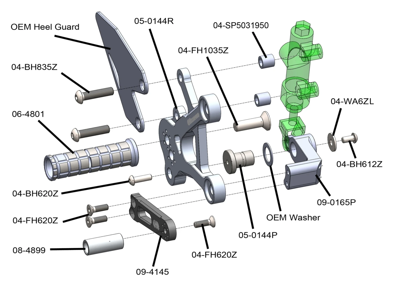 Woodcraft Rearset Kit Kawasaki Ninja 400 / Z400 2018-2023 - Image 5